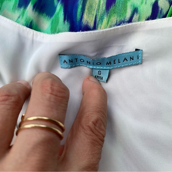 SOLD | Antonio Melani Silk Pleated Short Sleeve Blouse - Picture 3 of 3